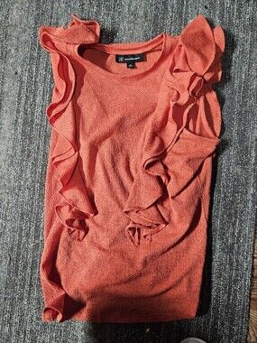 INC International Concepts Coral Ruffle Trim Sleeveless Top Size Medium Womens
